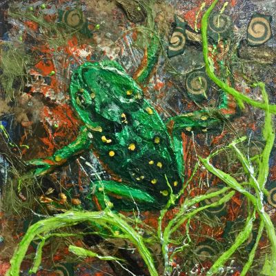 Green Spotted Tree Frog - Acrylic and Collage 
20 x 20 cm 