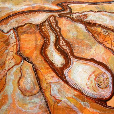 Simpson Desert - Acrylic and Collage 90 x 90 cm