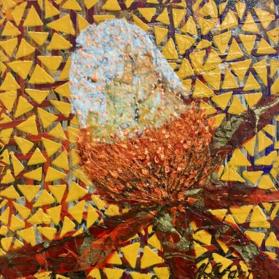 Banksia - Acrylic and Collage 
20 x20 cm