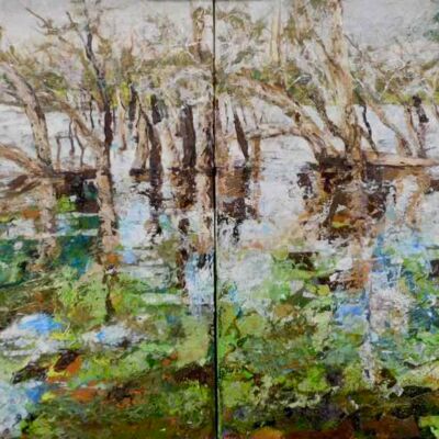 Paperbark Lullabys - Acrylic and Collage
112 x 56 cm diptych
$4000
