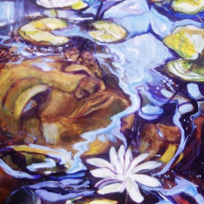 Buddah in the Lillies - Acrylic 35 x 52 cm Framed under Glass $900