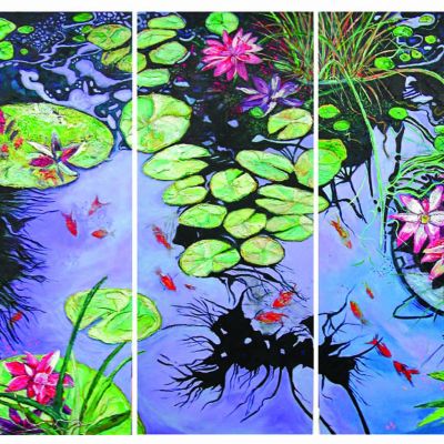 Krishna's Pond - Acrylic 50 x 120 cm