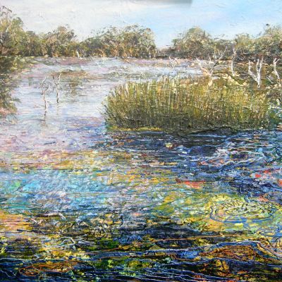 Wetlands 2 - Acrylic and Collage 46 x 56 cm
