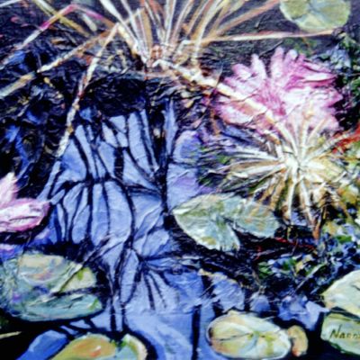 Floating Lillies - Acrylic 53 x 63 cm