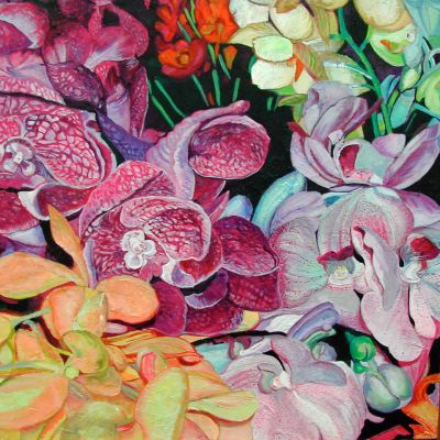 Orchids in Bloom - Acrylic 100 x 100 cm