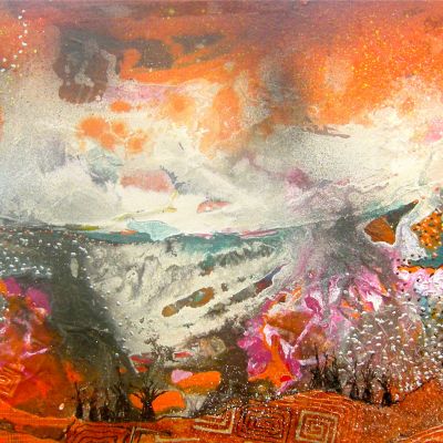 This Land's on Fire - Acrylic and Collage 45 x 119 cm 
$3500