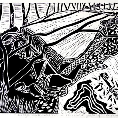 Large Rock and Trees - Lino Cut 38 x 48 cm
$360 Unframed